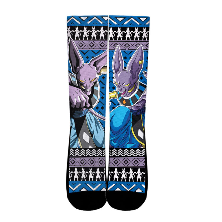 Beerus Socks Dragon Ball Custom Ugly Christmas Anime Socks - Animestar3